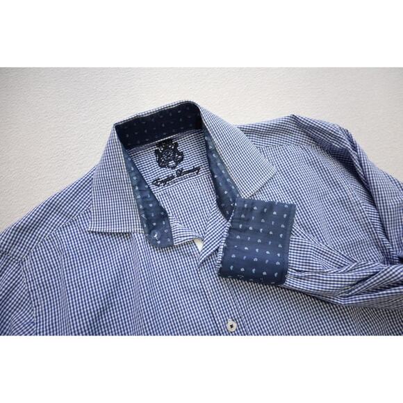 English Laundry Dress Shirt Plaid Flip Cuff Long Sleeve Mens 16 32/33 Large - Picture 1 of 13